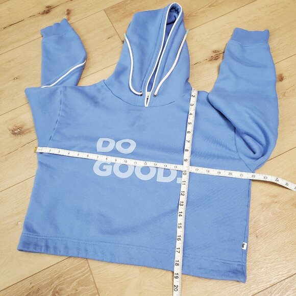 Cotopaxi Crop Hoodie Sweatshirt Light Blue Slogan Do Good Outdoor Nature Size L - Picture 8 of 9